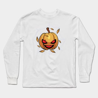 Pumpkin on spider web Long Sleeve T-Shirt